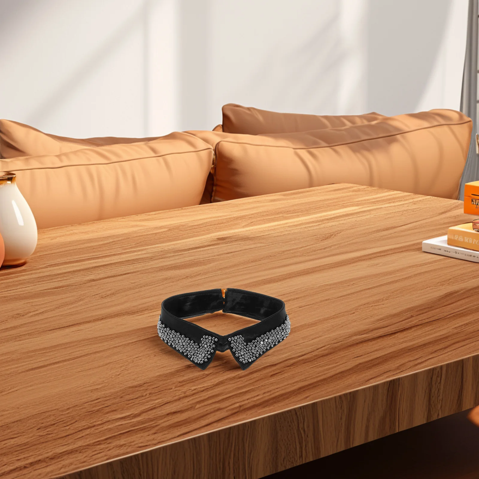 Elegant Black Beaded Faux Collar Detachable Blouse Necklace Stylish Accessory for Women Vintage Fashion Easy to Use