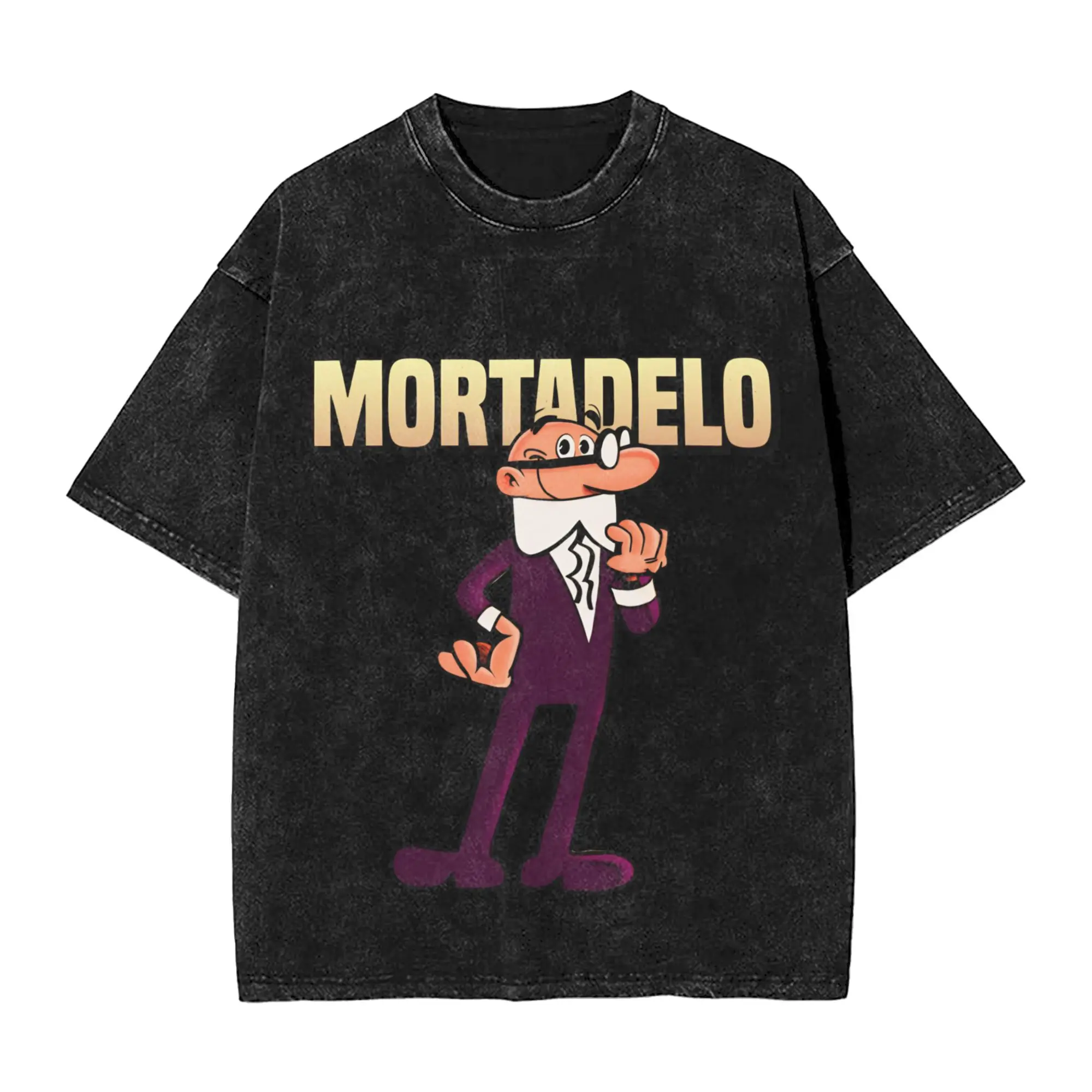 

Mort & Phil Mortadelo y Filemón Промытая футболка Мужские винтажные повседневные футболки Летние футболки в стиле хип-хоп с круглым вырезом Свободные топы большого размера