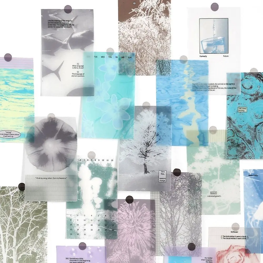 10 Sheets Printed Vellum Paper 10 Designs Translucent Botanical Floral Ocean for Scrapbooking Junk Journal Collage Background