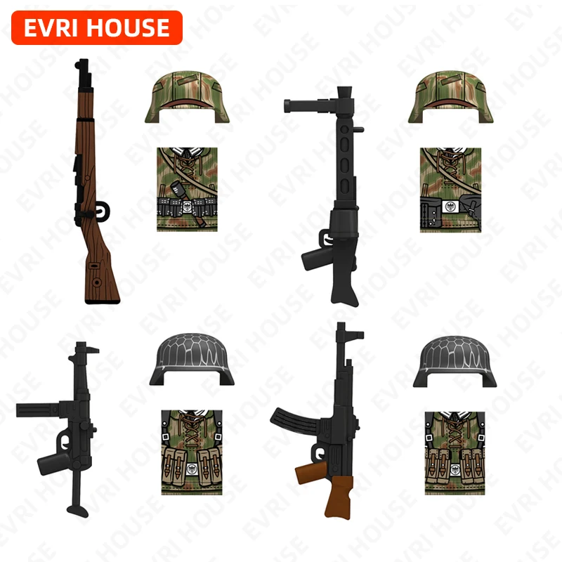 

43er Sumpfkleidung строительные блоки куклы мини-кирпичи фигурки 98K MG42 MP40 STG44 сборные игрушки для детей N657-660
