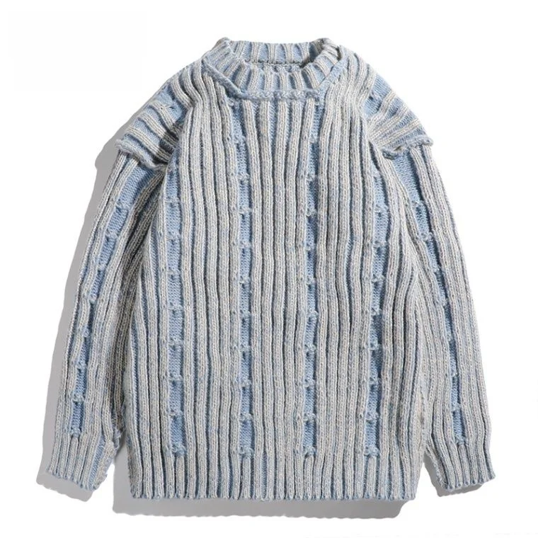 

Мужской трикотаж Cleanfit в стиле ретро с полосками и цветовыми блоками, осенне-зимний, уличный, повседневный, модный, ультрамягкий, из полиэфирного волокна