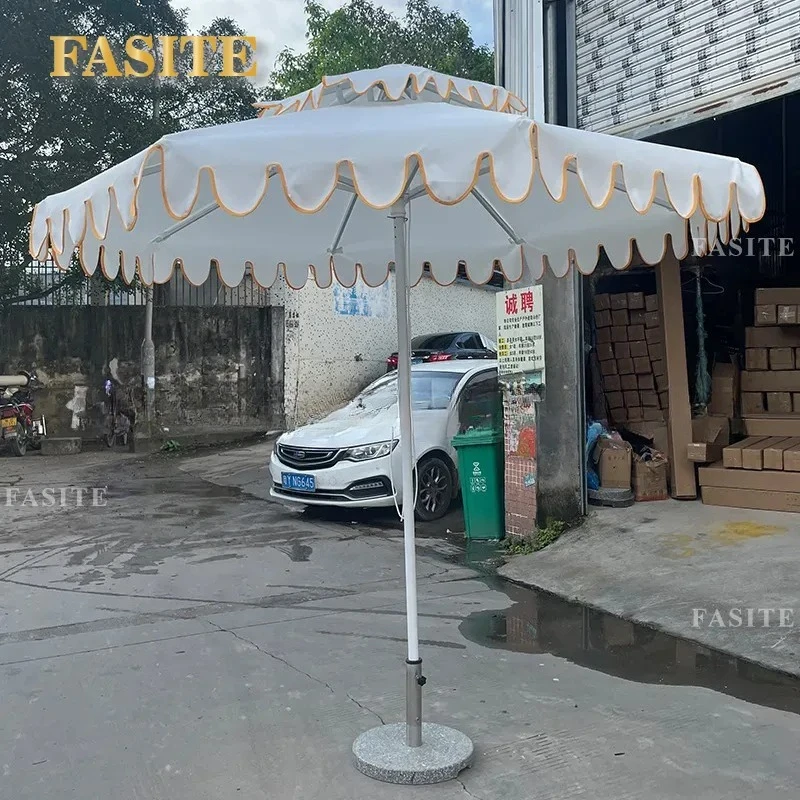 For Outdoor Patio Large Double Top Wave Edge Tassel Parasol Beach Pool Aluminum Alloy Middle Pillar Umbrella Windproof