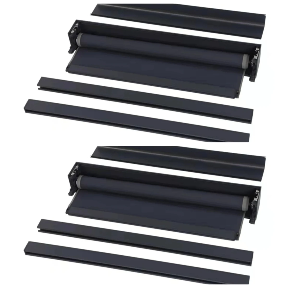 Customizable：Pattern Cordless Motorized Roller a Frame Blinds Full Blackout Side Rails Outdoor Blinds