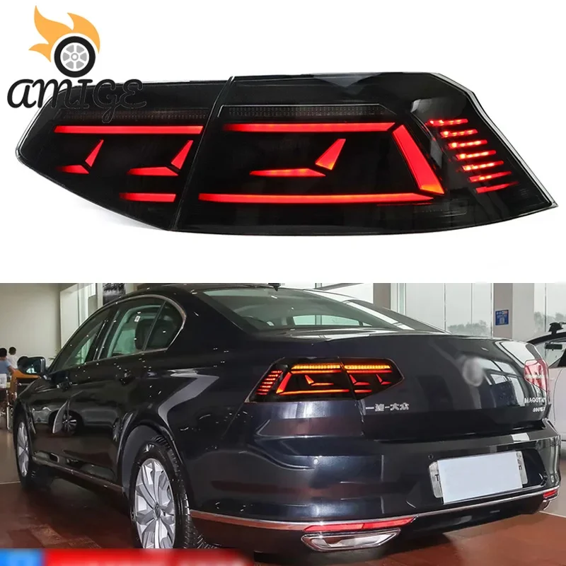 Car LED Taillight  For Volkswagen VW Passat B8 2017 2018 2019 Auto Rear Running Brake Lamp Dynamic Turn Signal Tail Lights