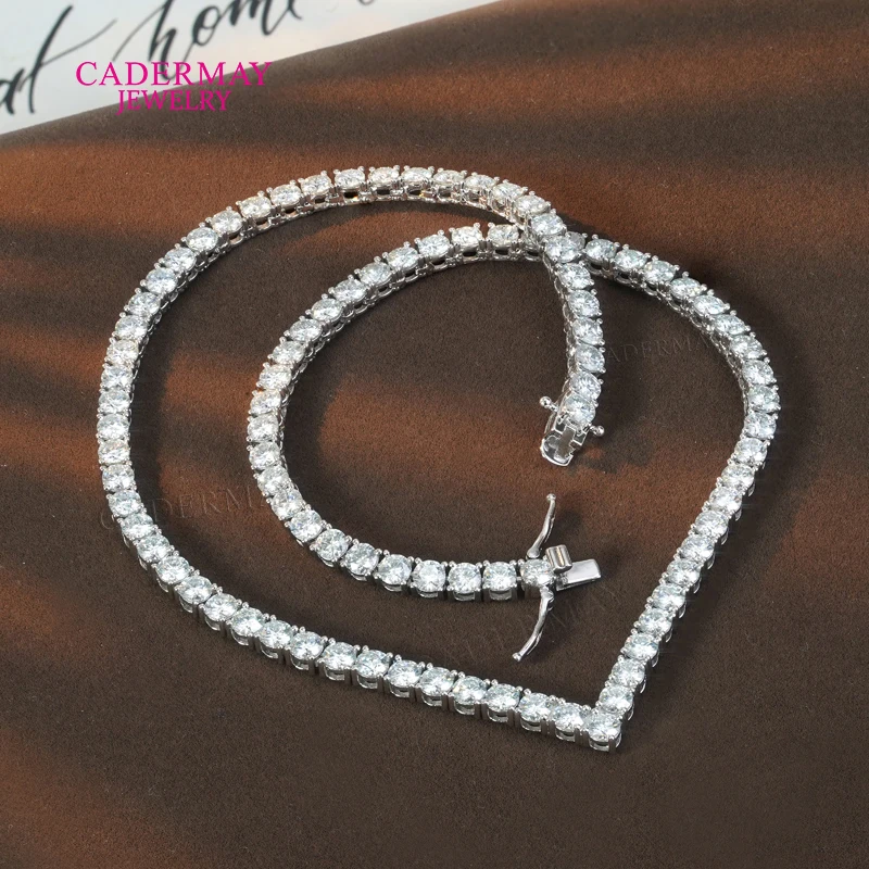

Classic 925 Silver V Shape Tennis Chain Necklace 4 Prongs 4mm 5mm VVS Moissanite Tennis Chain Women Wedding Party Birthday Gift