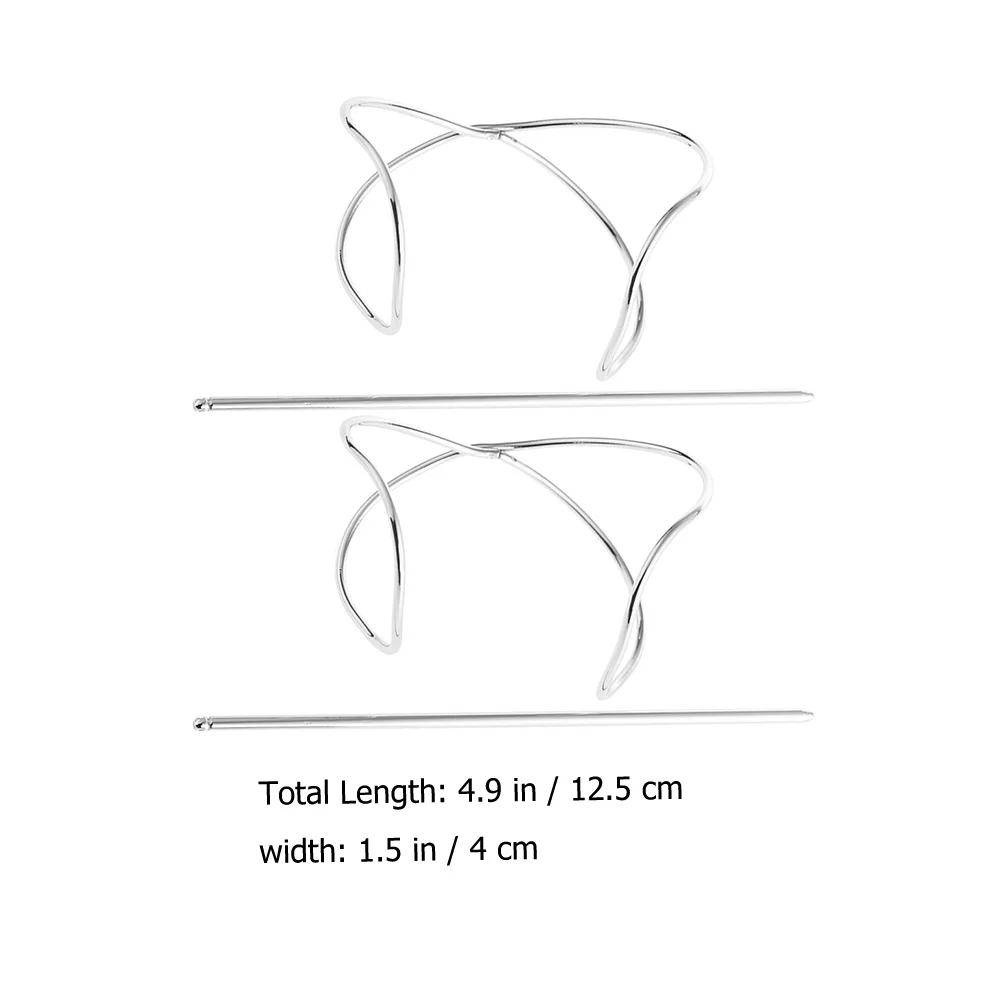 

2 Pcs Pins Metal Hairpin Silver Accessories Styling Fine Elegant Alloy Little Girls Women's