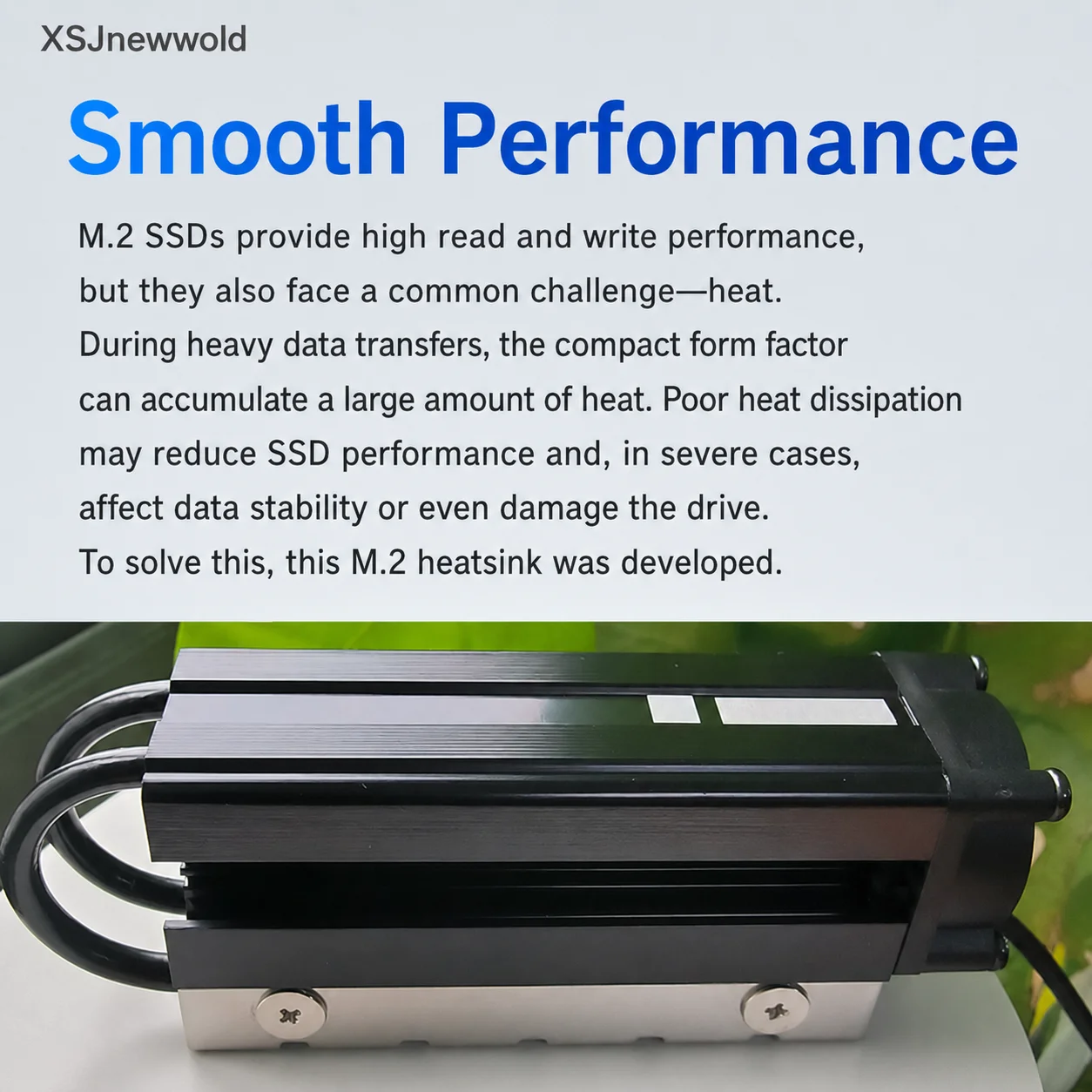 XSJnewwold Active M.2 2280 SSD Heatsink Cooler 5.0 – High-Performance Heat Dissipation for PCIe 5.0 NVMe Solid State Drive