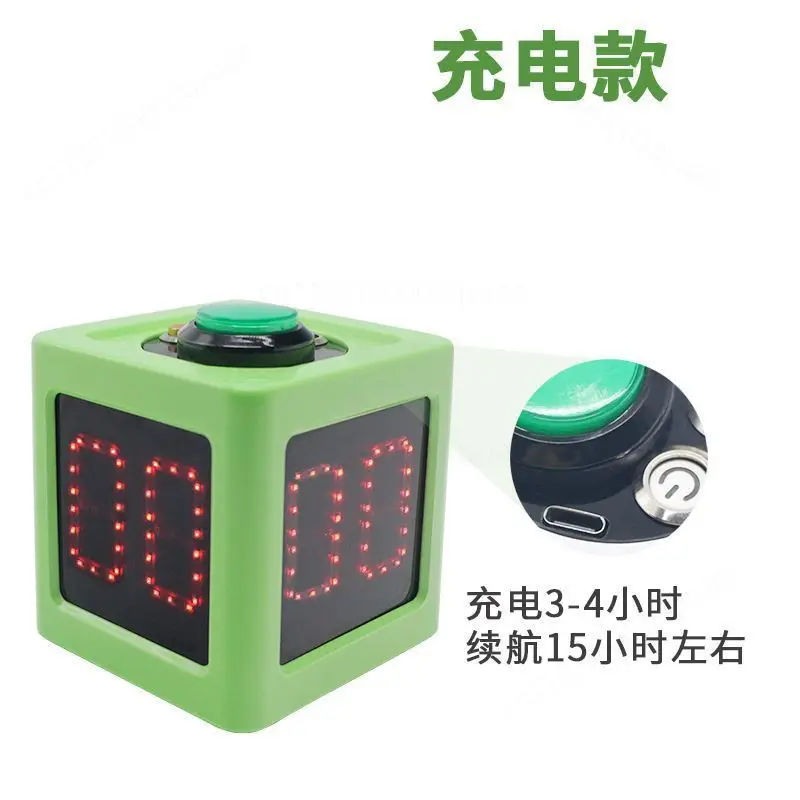 4 Sides LED Cube Game Timer Rechargeable USB Type-C / Battery Powered Chess Poker Mahjong Competition Countdown Clock