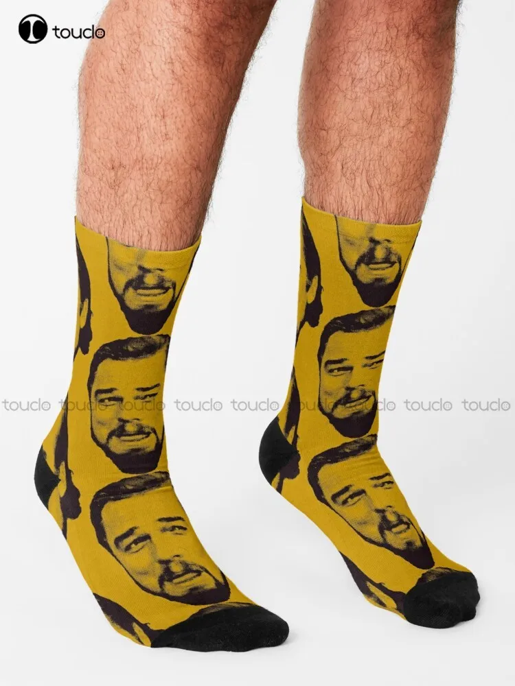 Django Unchained: Leonardo - Calvin Candie Socks Navy Baseball Socks Personalized Custom 360° Digital Print Gift Harajuku Retro