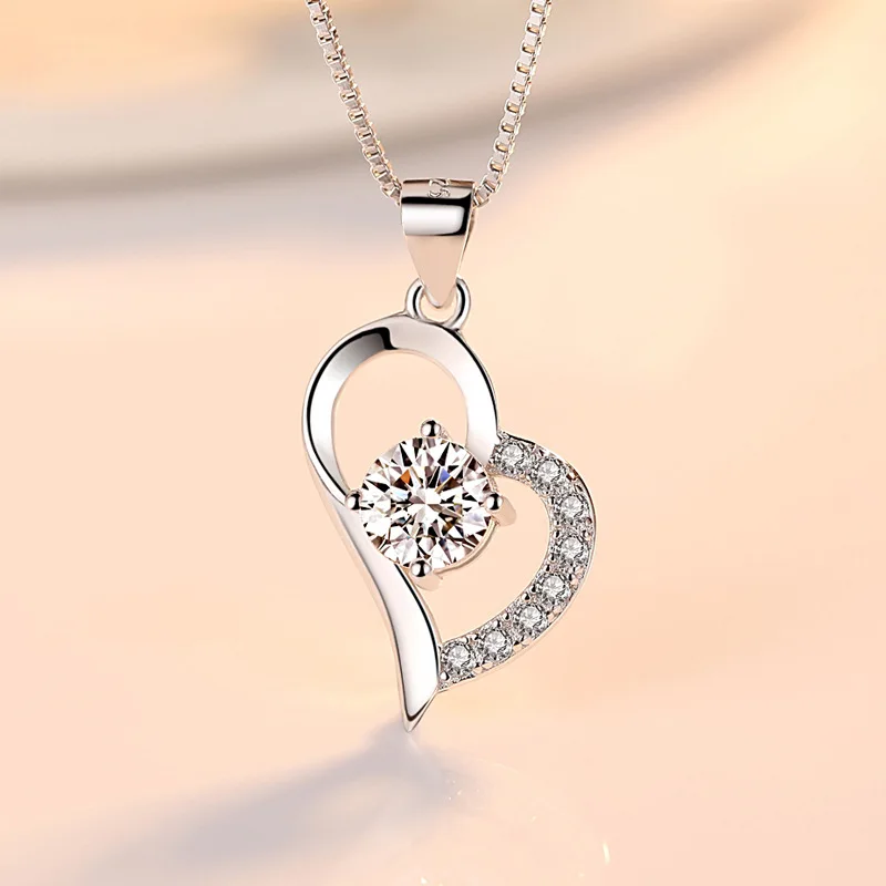 Neue Halskette aus 925er-Sterlingsilber, 5A-Zirkon-Herz-Anhänger für Frauen, edler Hochzeitsschmuck, modisches Party-Geschenk, hohe Qualität