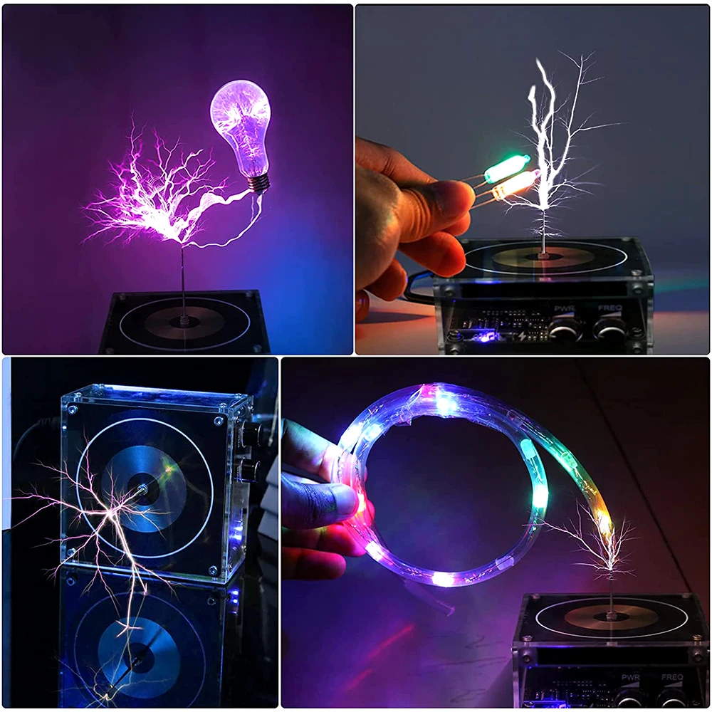 Tesla Coil Arc Generator Bluetooth Touchable Artificial Lightning Spark Gap Music Desktop Toy Arc Plasma Wireless Transmission