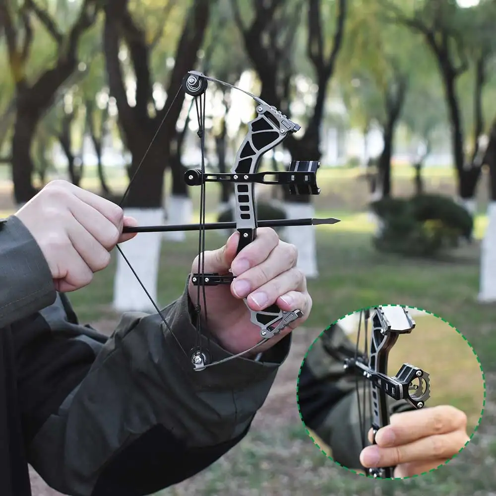 

Metal Mini Compound Bow Portable Hunting Equipment Outdoor Toy High Quality 24cm Small Outdoor Hunting Shooting Bow and Arrow