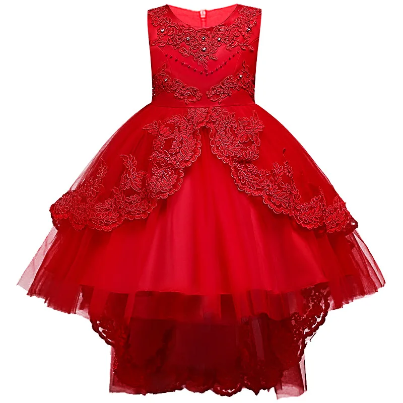 Vestido blanco Formal de princesa elegante de tul para boda, vestidos Vintage con cuentas para niñas, vestido de malla para fiesta de cumpleaños y graduación