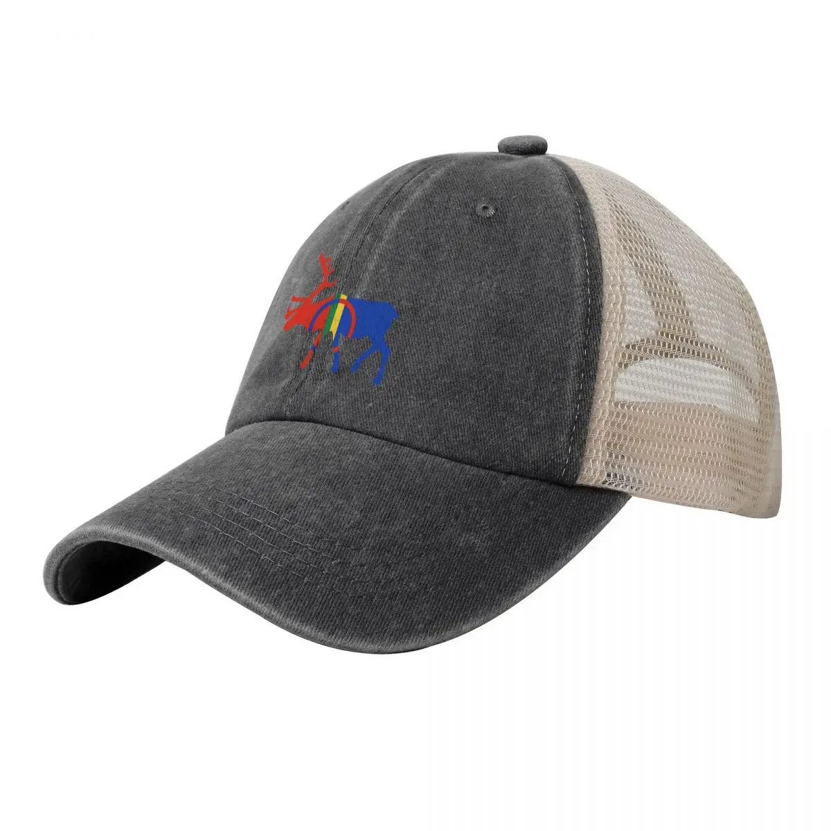 

sami reindeer emblem. Cowboy Mesh Baseball Cap beach hat Snapback Cap Golf Men Women's