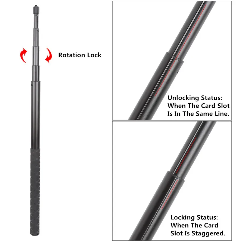 1.1M/2M 1/4 Screw Super Long Carbon Fiber Invisible Selfie Stick for Insta360 X3 DJI ACTION 3 GOPRO 11 Camera Selfie Stick