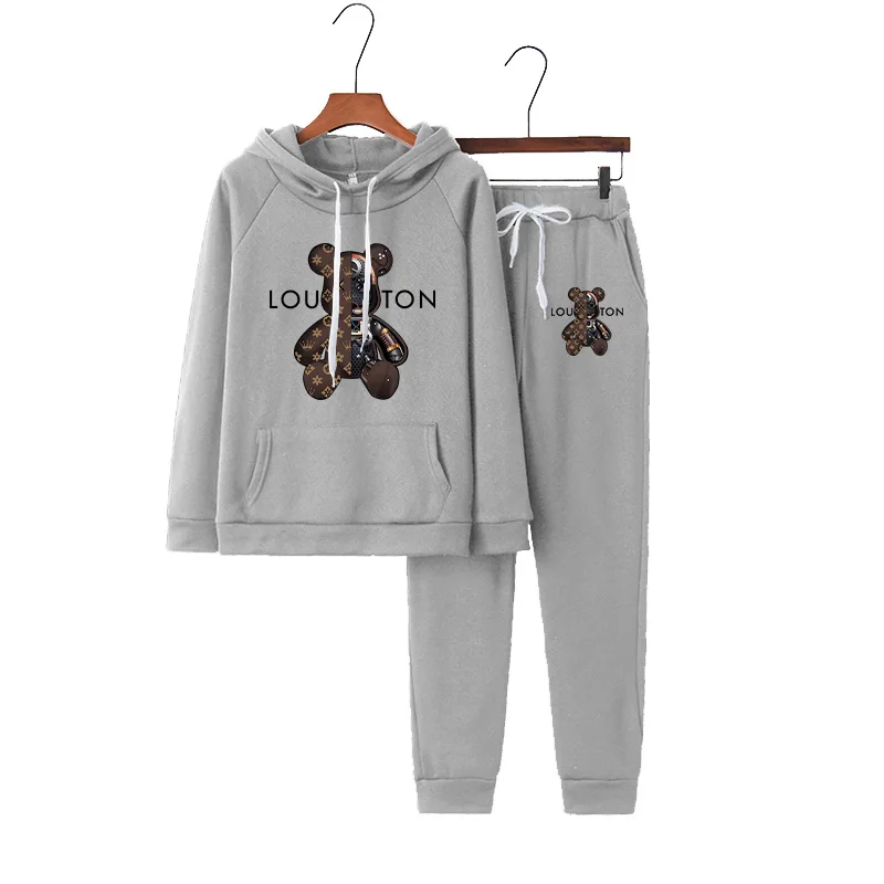 Mulheres de luxo 2 pçs conjunto senhoras macio hoodie define vintage feminino esporte designer moletom com capuz harajuku y2k na moda agasalho