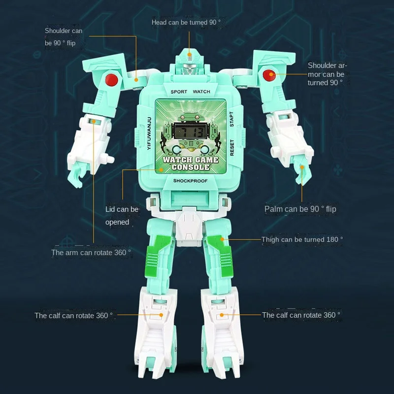Children\'s Deformation The Robot Handheld Relógios, Jogos para Crianças, Pequenos Brinquedos, Relógio, Menino, Meninas