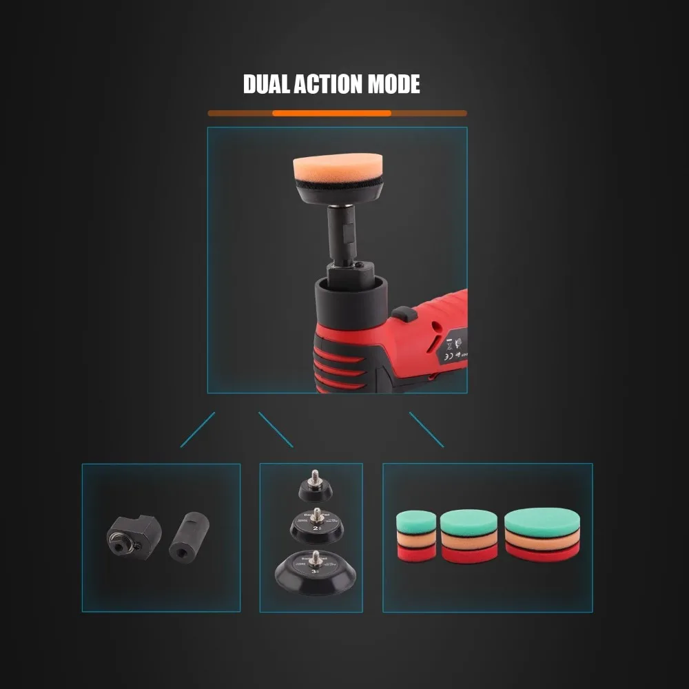 آلة تلميع السيارة الصغيرة ذات السرعة المتغيرة 12 فولت، آلة تفصيل السيارة، بطاريات قابلة لإعادة الشحن، ملمع لتفصيل السيارة