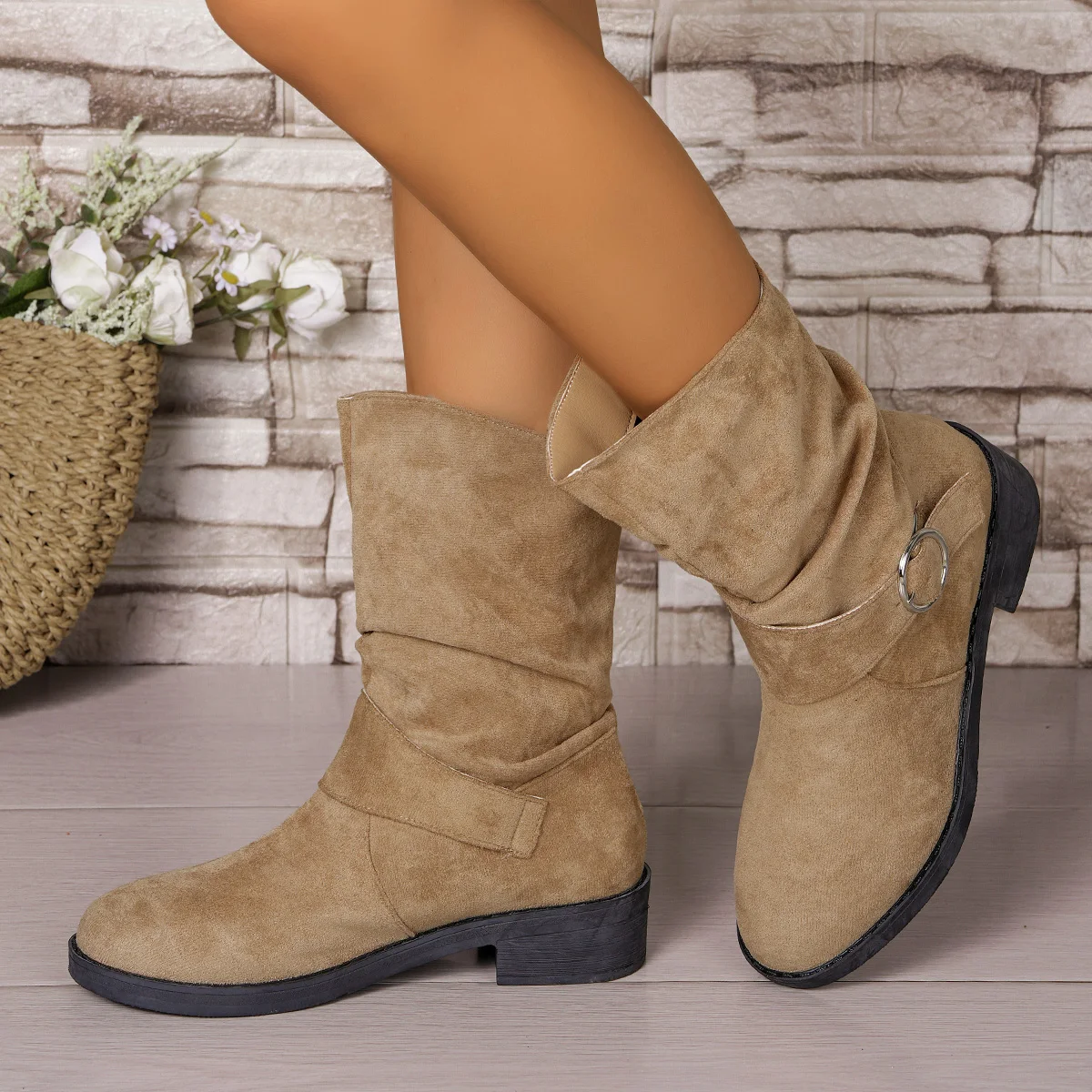 

Women's Boots Womens Autumn Imitation Suede Waterproof Short Boots 2025 Daily Home Office Shallow Mouth Comfortable Zapatillas