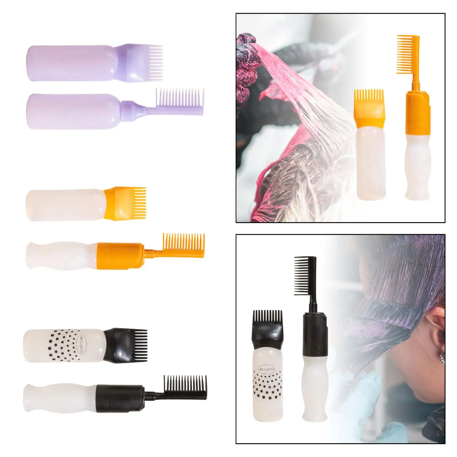 زجاجة قابلة لإعادة الملء لصبغ الشعر ، مشط الجذر ، 2 *