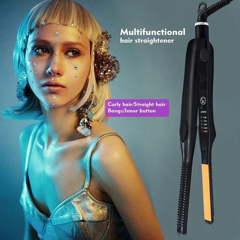 2-in-1-Mini-Haarglätter, Lockenstab, professionelles kurzes Keramik-Glätteisen für Damen und Herren, Bartglätter – Detail 1