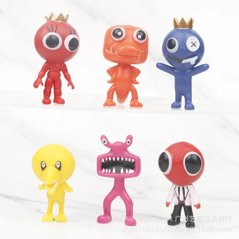 1 ensemble de figurines de dessin animé Rick pour enfant, statuette de monstre rose et bleu, ornements de gâteau, jouet cadeau