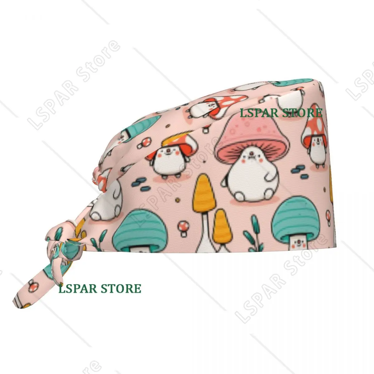 Custom Cartoon Pink Mushrooms Cleaning Working Cap Comfortable Unisex Scrub Cap Surgicals Hat Nurse Scrubs Hat Nurse