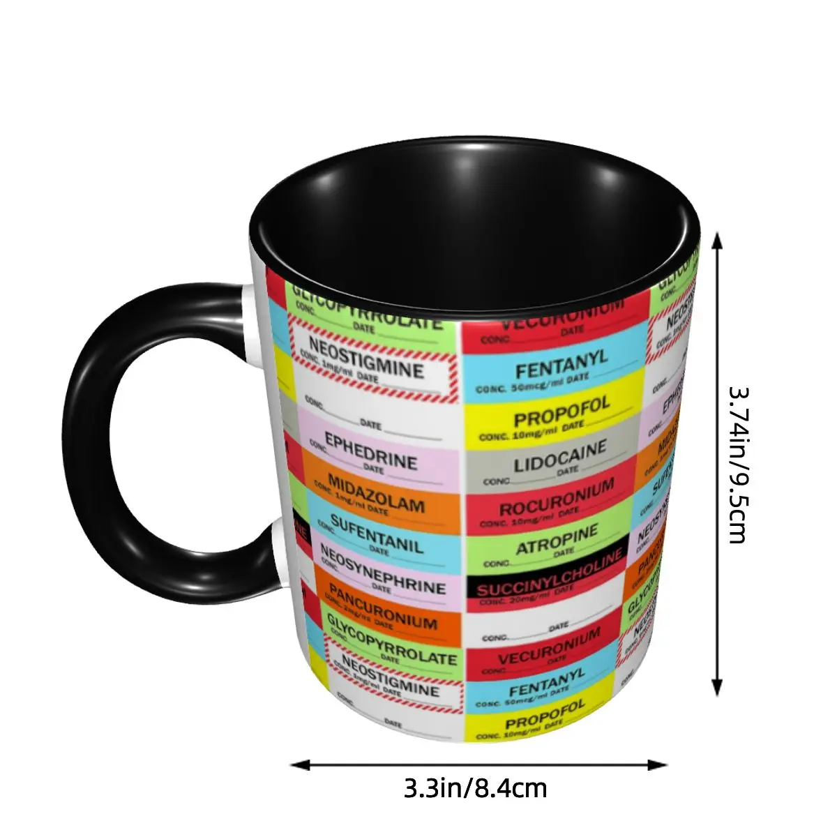 Anesthesia Medication Labels Coffee Mugs DIY Customized Doctor Nurse Medicine Ceramic Milk Tea Mug Cup