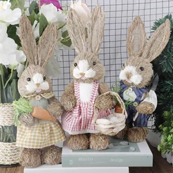 2026 Easter Decoration Foam Straw Rabbit Home Decoration Ornament Easter Bunny Statue Party Gift Festival Atmosphere Props