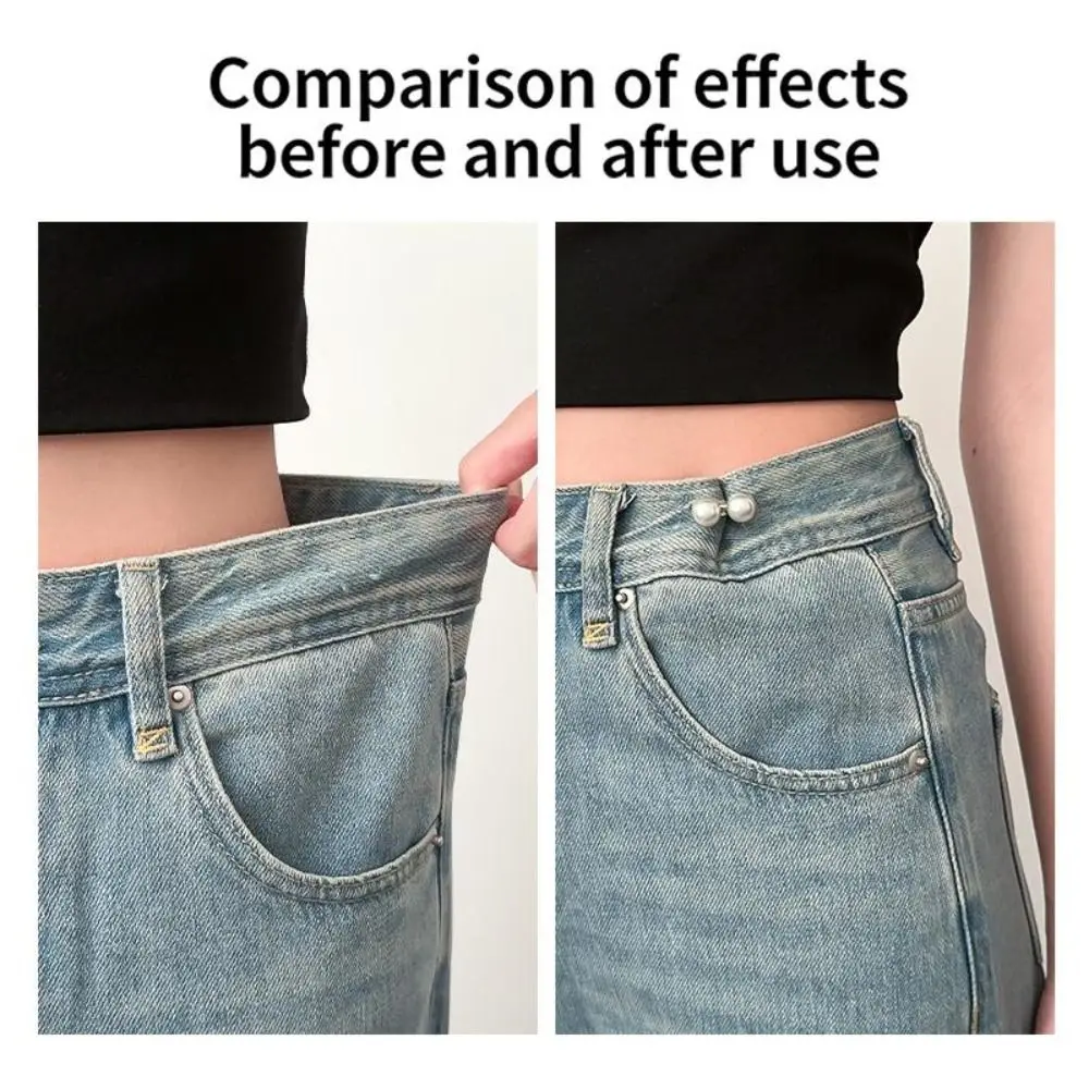Adjustable Adjustable Waist Buckle Reusable Detachable Clasp Jean Button Pearl Rhinestone Pants Adjust Button Skirt Pants