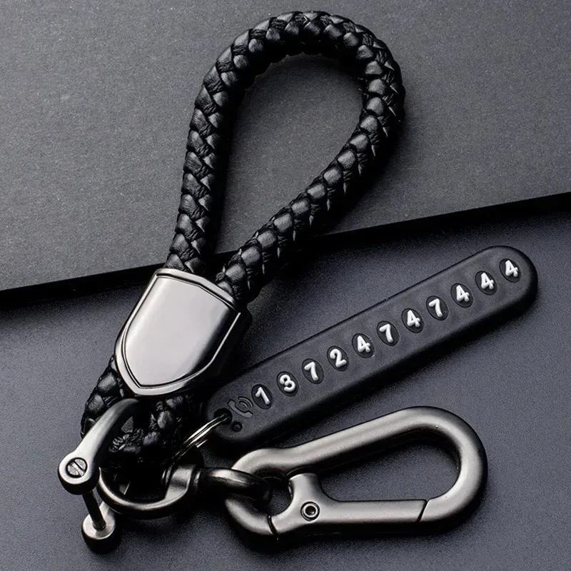 

Anti-Lost Keychain Car Braided Rope Key Pendant with Phone Number Strip Card Weave Rope Keyfob Keyring Key Holder Accessories
