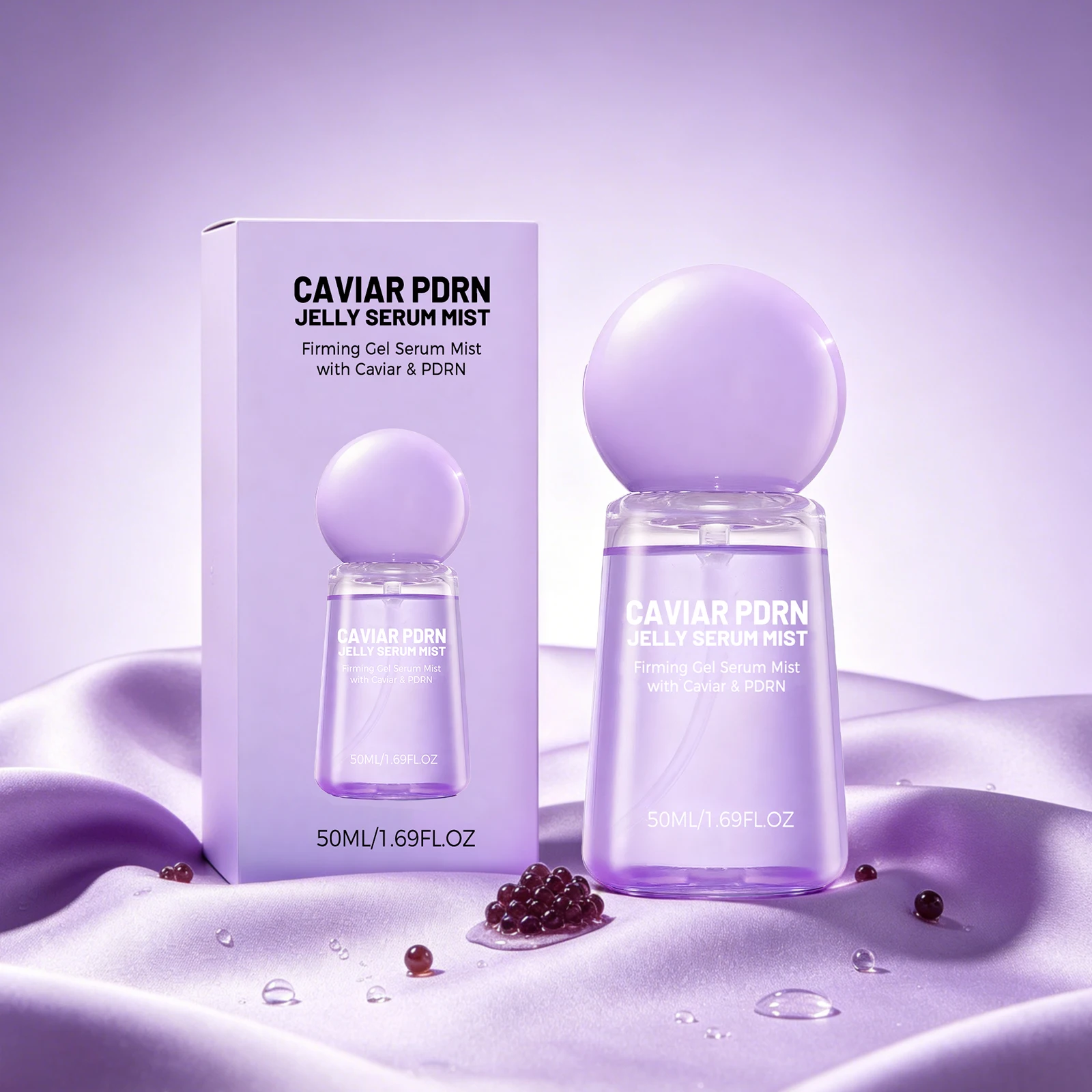 Caviar PDRN Jelly Serum Mist Smooth Dry Lines Nourish Hydrating Skin Brighten Skin Tone Tighten Facial Pores Jelly Essence Spray
