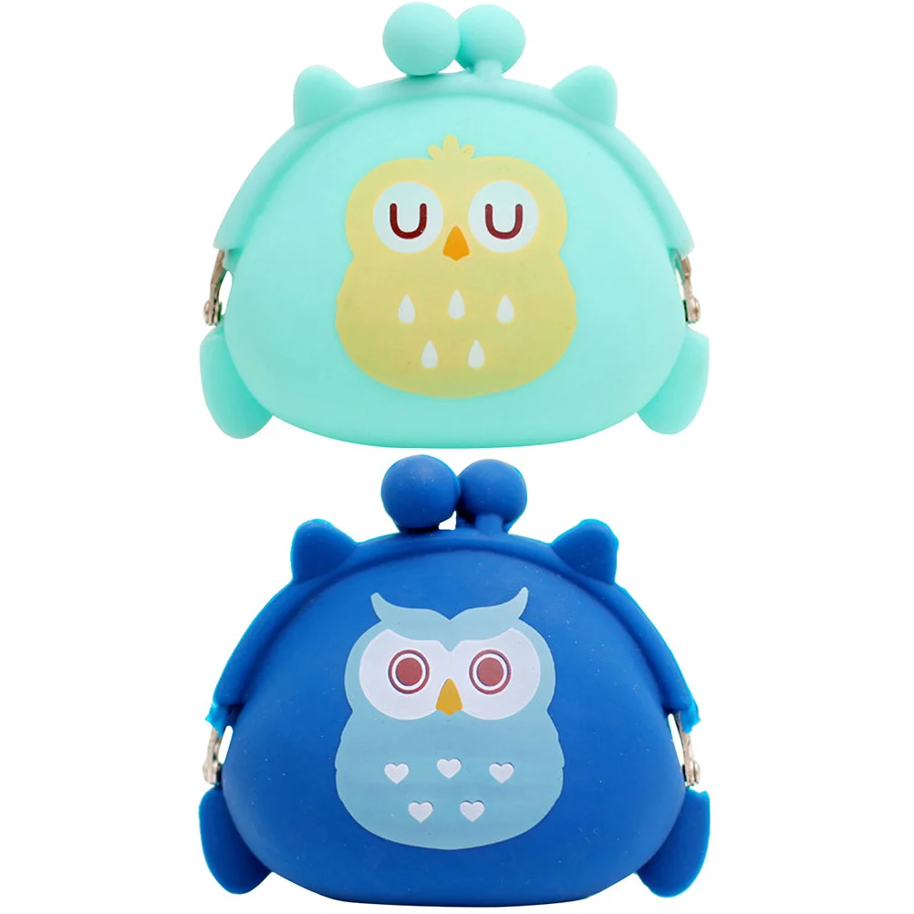 2 pezzi portamonete gufo cartone animato borsa da cambio in silicone per donne bambini ragazze portamonete piccolo portamonete regalo di compleanno per ragazze
