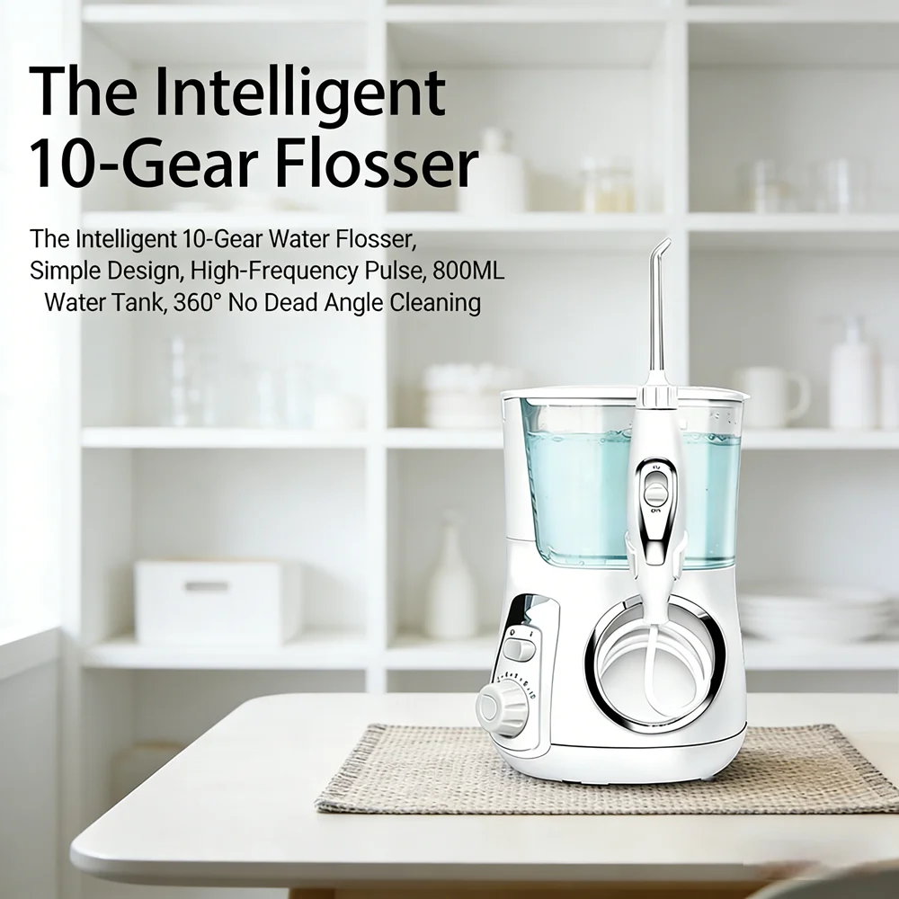 

10 Modes Rechargeable Water Flosser 800ML 5 Nozzles Electric Oral Irrigator Home Teeth Cleaning Device