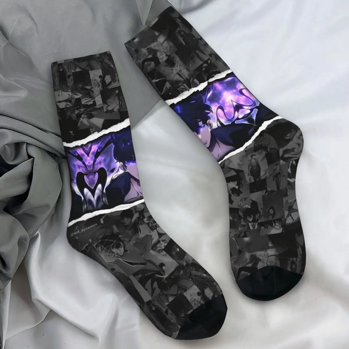 

Solo Leveling Jin Woo, носки в стиле аниме, готические чулки, мужские мягкие носки для скейтборда, осенние нескользящие носки на заказ