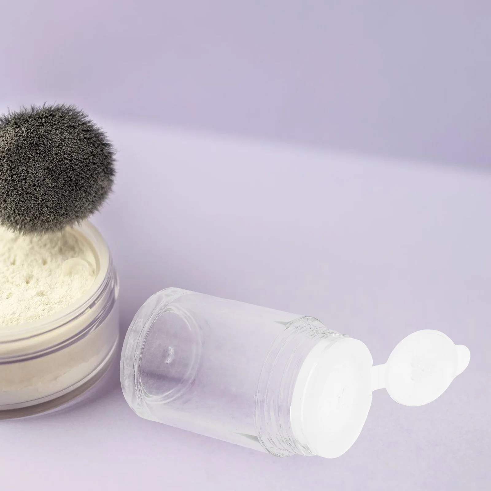 

6Pcs Loose Powder Bottles Premium Plastic Open-Hole Flip Lid Airtight Containers Portable DIY Makeup Powder Storage