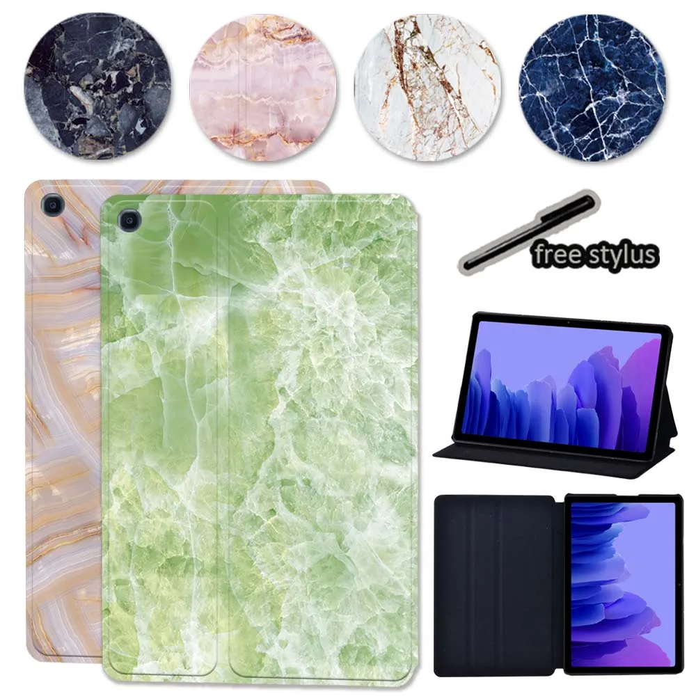 Tablet Cover Case for Samsung Galaxy Tab A7 10.4 Inch 2020 SM-T500 SM-T505 Marble Series Dust-proof Leather Protective Shell