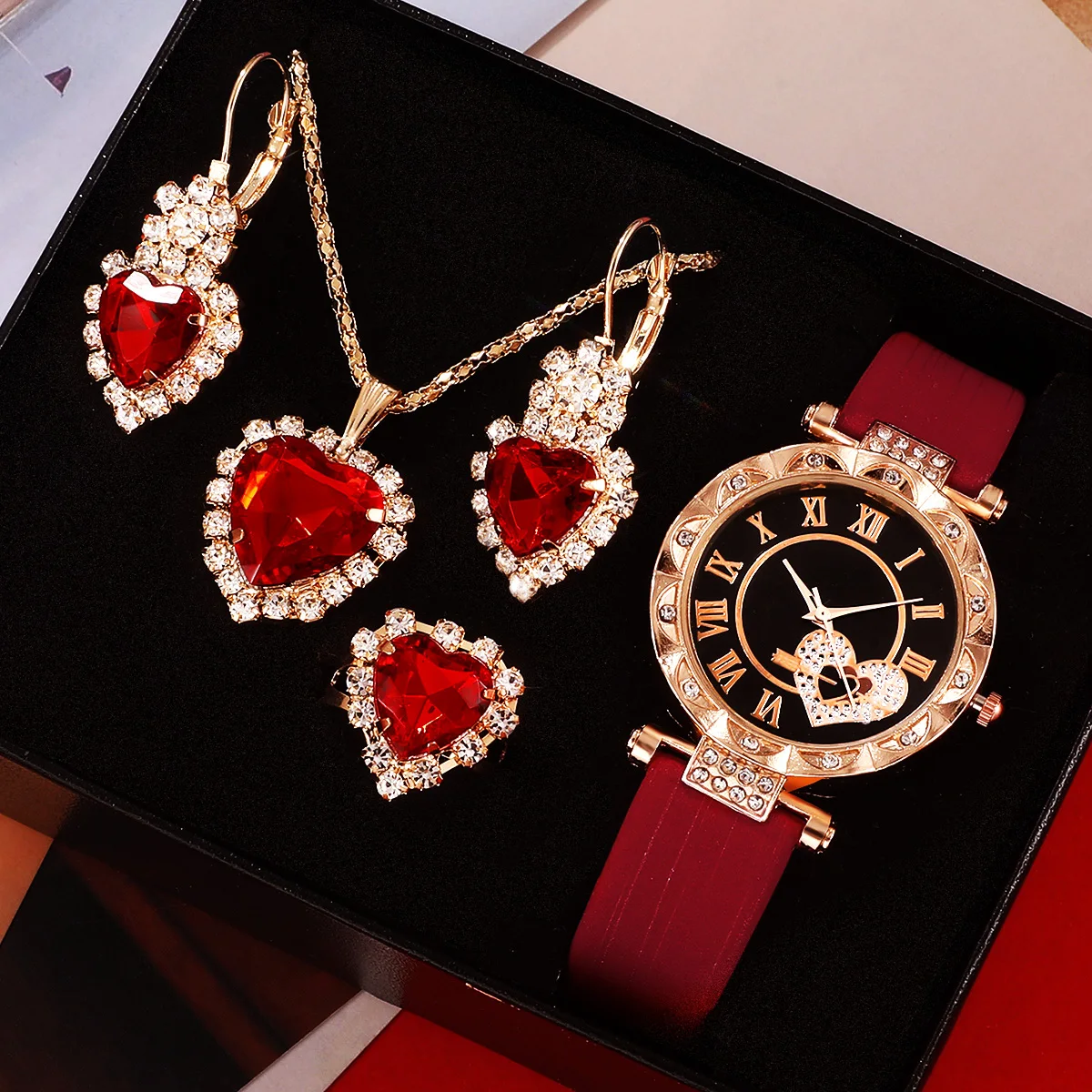 5pc  fashionable quartz watch and versatile accessory set for daily wear as gifts for friends and family