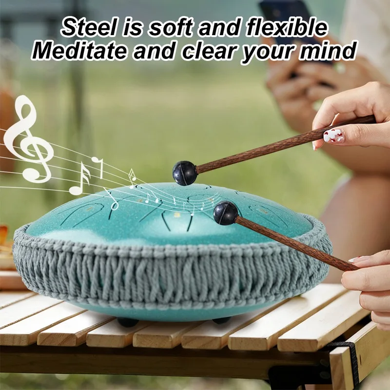 Hooqu Steel Tongue Drum 13 Inch 15 Notes D Key Percussion Instrument Portable Balmy Drum With Drum Mallets