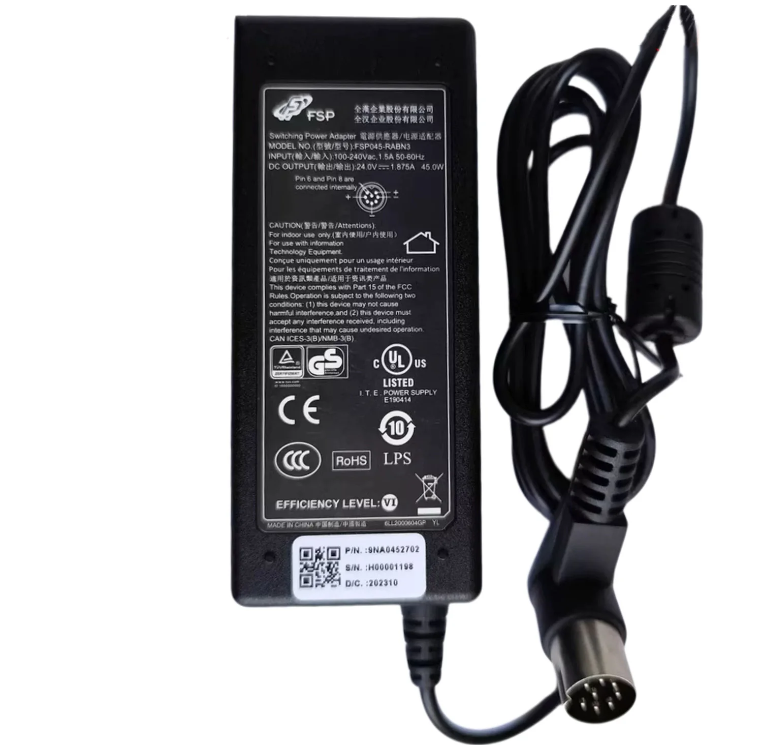 Genuine FSP FSP045-RABN3 24V 1.875A 45W 8PIN AC Adapter For Medical Power Supply Charger