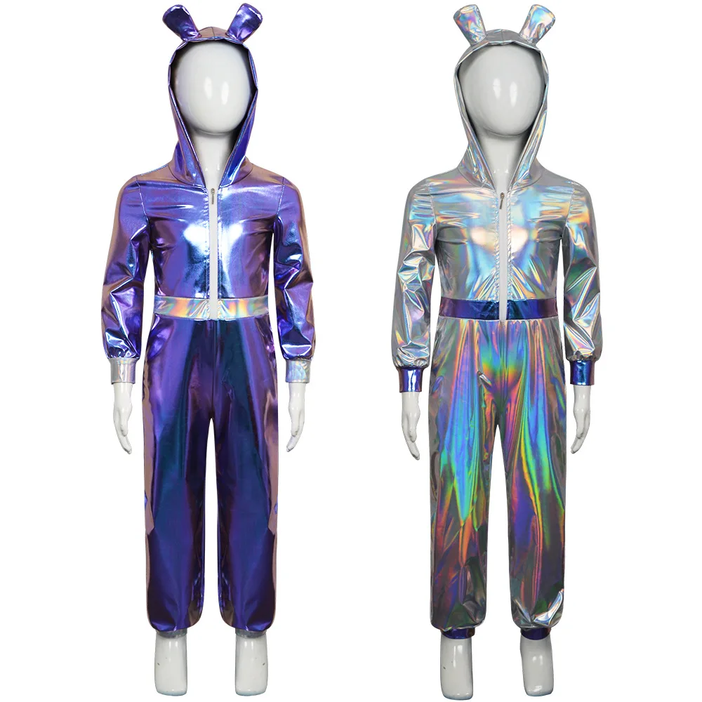 Traje de Robot con Brillo Metálico, Traje de Cosplay de Extraterrestre Futurista de Ciencia Ficción, Disfraz para Fiestas y Escenarios