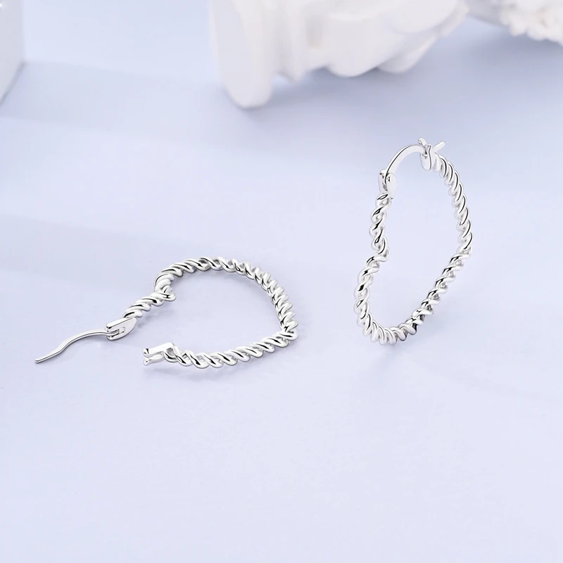 

925 Sterling Silver Earrings Women Infinity Knit Heart Large Hoop Earring For Anniversary Wedding Jewelry Gifts