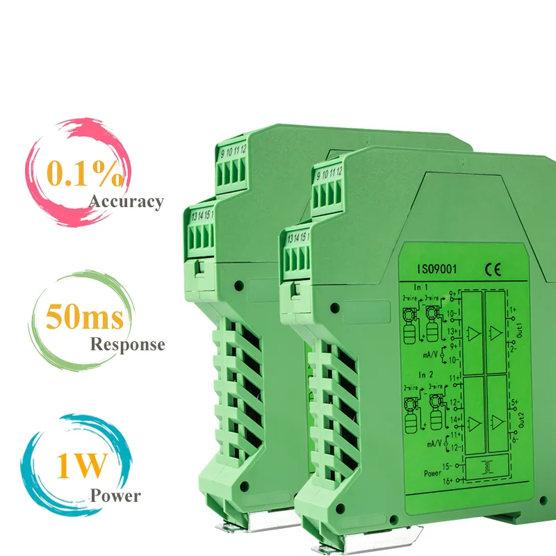 Signal Isolator 4-20mA to 0-10V Analog Signal Isolators 1 In 1 Out Signal Converter Isolator 0-10V to 4-20mA Signal Isolators