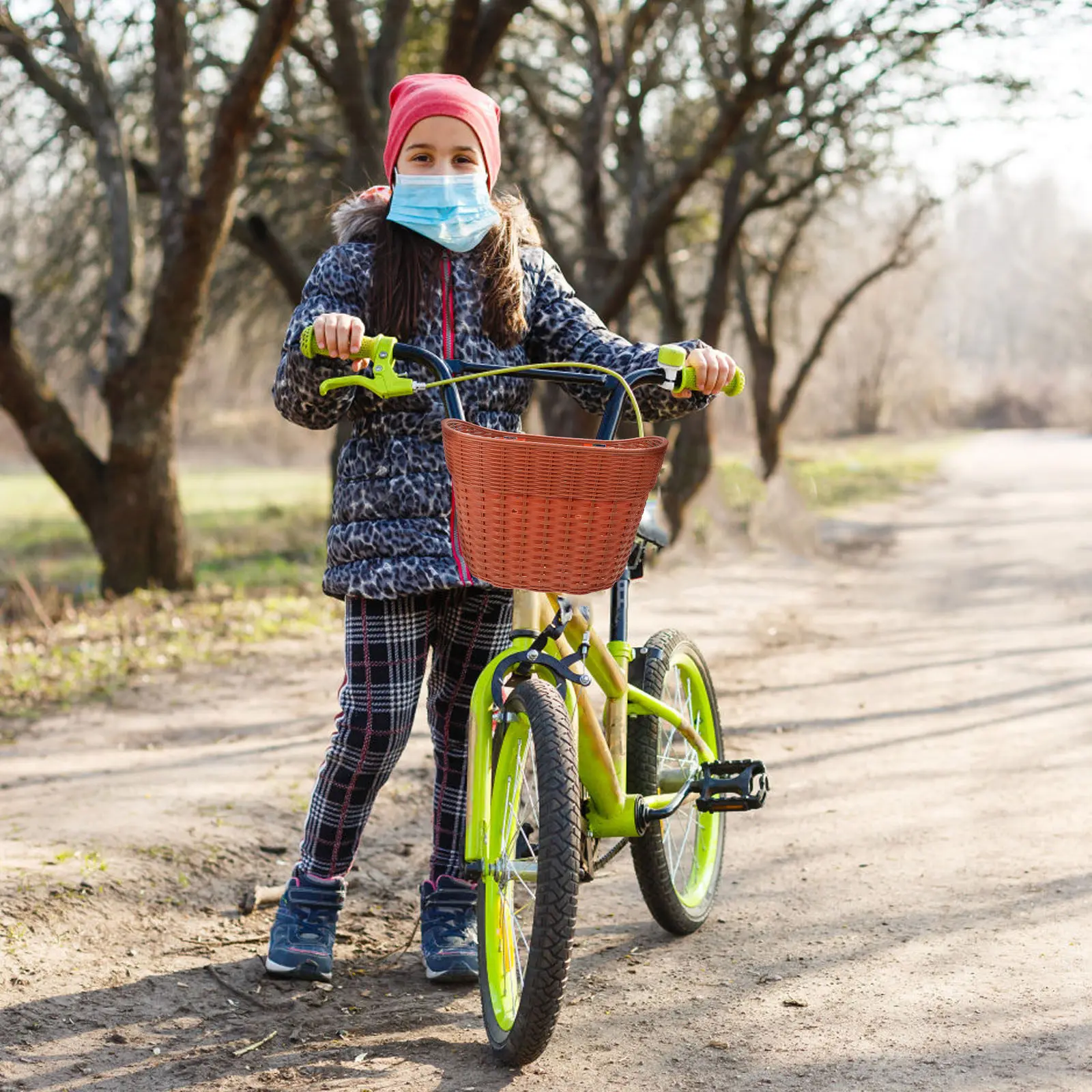 

1Set Bicycle Basket Front Handlebar Mounted Bike Basket Lightweight Scratch Resistant for Cycling Commute Shopping Vegetable