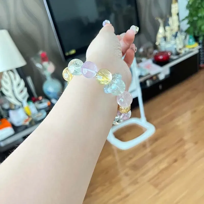 [Lime Evening Breeze] 2026 Natural Amethyst Green Fluorite Lemon Crystal Bracelet Design Sense Duobao Crystal Bracelet