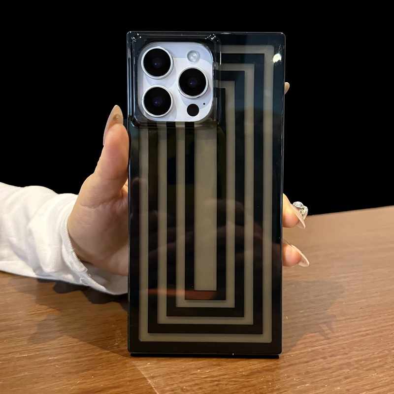 Simple Fashion Line Frame Rectangular Edge Case For iPhone 16 17 Pro Max 15 13 14 Transparent Black Shockproof Phone Back Cover - AliExpress 202192403 Simple Fashion Line Frame Rectangular Edge Case For iPhone 16 17 Pro Max 15 13 14 Transparent Black Shockproof Phone Back Cover - AliExpress 202192403