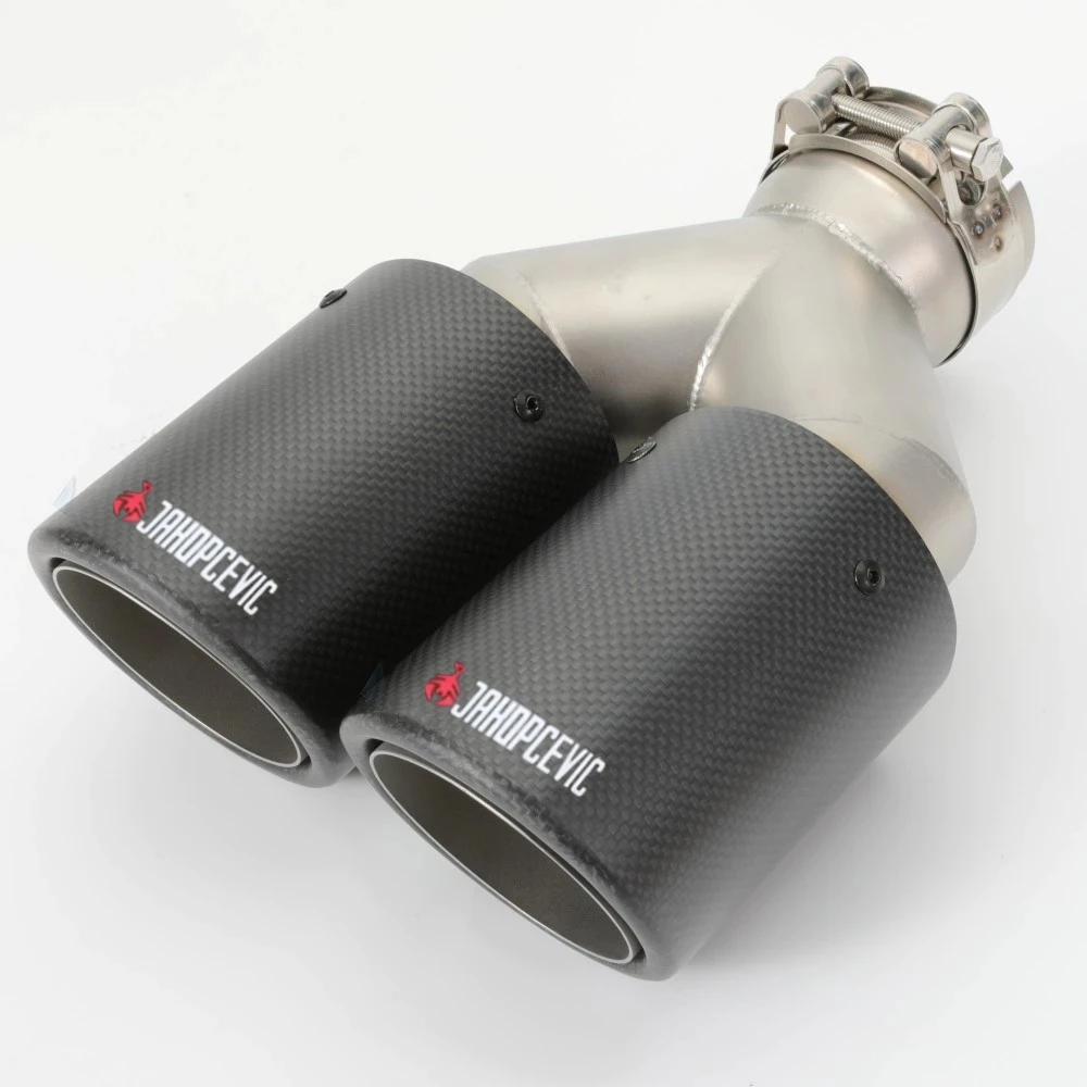 1 Piece Car Carbon Fiber Matte Muffler Tip Y Shape Double Exit Exhaust Pipe Mufflers Nozzle Decoration