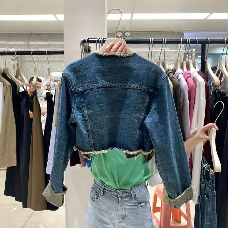 Nuovo abito in denim retrò moda autunnale 2025 versione coreana straniera giacca corta sottile versione europea set da due pezzi
