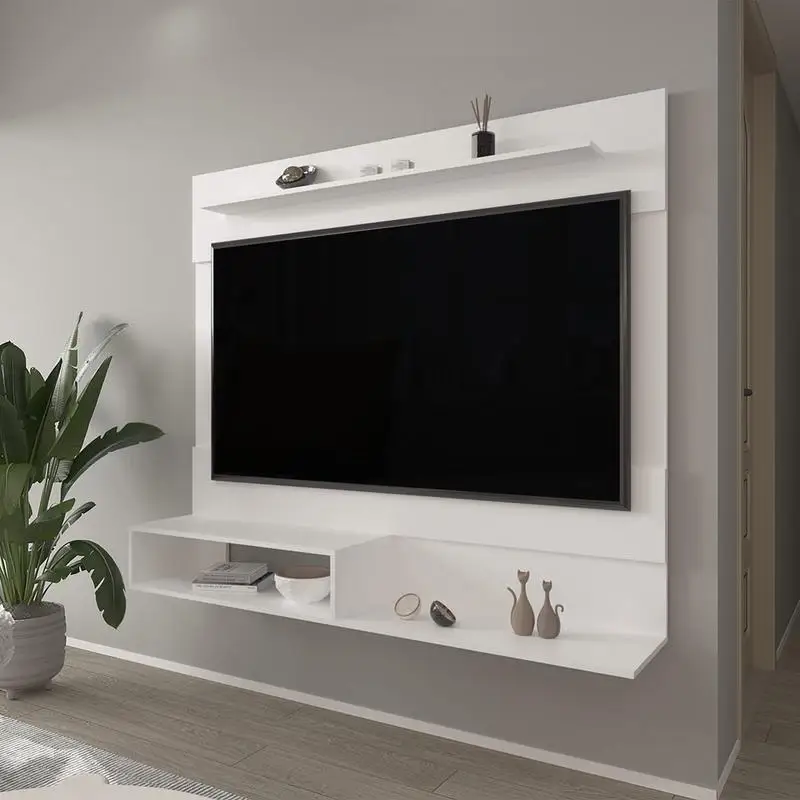 

White Floating Entertainment Center for Living Room, Modern Design and Spacious Storage Solutions