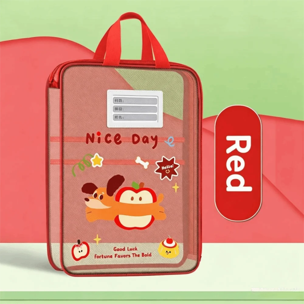 Large Capacity A4 Stationery Storage Bag Transparent Thickened Mesh Zipper Bag with Handle Stationary Bags